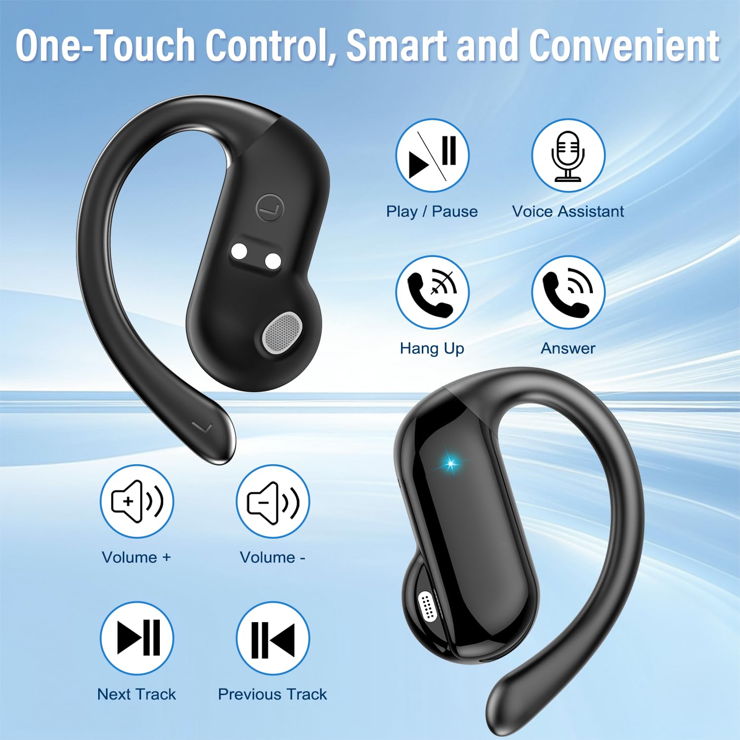 Wired Earphone Lightning - Fones de Ouvido Open-Ear Bluetooth 5.4